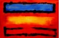 Afbeelding van Bauhaus - Blau auf Gelb auf Rot p91492 120x180cm modernes Ölgemälde