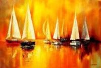 Afbeelding van Segelboote auf dem Gardasee p91500 120x180cm modernes Gemälde handgemalt