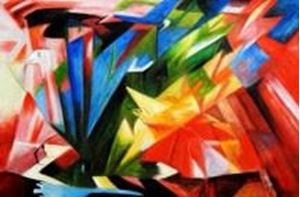 Afbeelding van Franz Marc - Vögel p91501 120x180cm Expressionismus Ölbild handgemalt