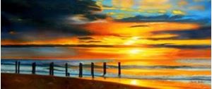 Εικόνα της Modern Art - Nordsee Sonnenuntergang t91474 75x180cm handgemaltes Ölbild