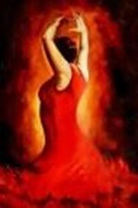 Picture of Modern Art - Feuer des Flamenco d91521 60x90cm stilvolles Ölgemälde