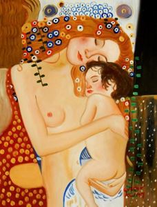 Afbeelding van Gustav Klimt - Mutter mit Kind a91543 30x40cm Jugendstil Ölgemälde handgemalt