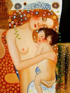 Afbeelding van Gustav Klimt - Mutter mit Kind a91544 30x40cm Jugendstil Ölgemälde handgemalt