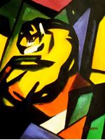 Image de Franz Marc - Der Tiger a91550 30x40cm Expressionismus Ölgemälde handgemalt