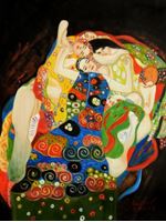 Afbeelding van Gustav Klimt - Jungfrauen a91552 30x40cm Jugendstil Ölgemälde handgemalt