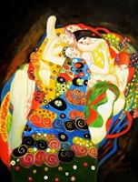 Afbeelding van Gustav Klimt - Jungfrauen a91553 30x40cm Jugendstil Ölgemälde handgemalt