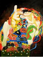 Afbeelding van Gustav Klimt - Jungfrauen a91554 30x40cm Jugendstil Ölgemälde handgemalt