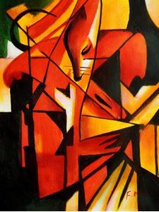 Afbeelding van Franz Marc - Füchse a91559 30x40cm Expressionismus Ölgemälde handgemalt