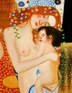 Afbeelding van Gustav Klimt - Mutter mit Kind b91579 40x50cm Jugendstil Ölgemälde handgemalt