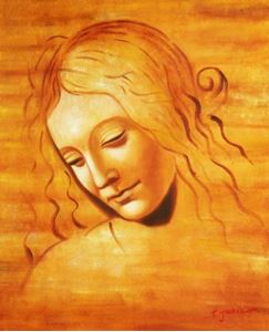 Εικόνα της Leonardo da Vinci - Frauenkopf b91585 40x50cm exzellentes Ölbild