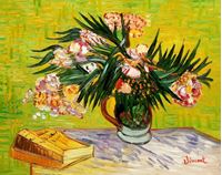 Resim Vincent van Gogh - Vase mit Oleandern und Bücher b91599 40x50cm Ölbild handgemalt