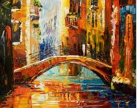 Εικόνα της Modern Art - Kanalansicht in Venedig b91603 40x50cm abstraktes Ölbild