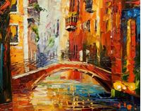 Εικόνα της Modern Art - Kanalansicht in Venedig b91604 40x50cm abstraktes Ölbild
