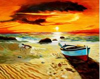 Изображение Sonnenuntergang am Strand von Sylt b91605 40x50cm exzellentes Ölgemälde