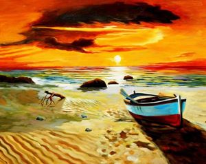 Εικόνα της Sonnenuntergang am Strand von Sylt b91605 40x50cm exzellentes Ölgemälde