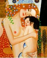 Afbeelding van Gustav Klimt - Mutter mit Kind c91609 50x60cm Jugendstil Ölgemälde handgemalt