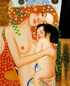 Afbeelding van Gustav Klimt - Mutter mit Kind c91609 50x60cm Jugendstil Ölgemälde handgemalt