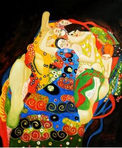 Afbeelding van Gustav Klimt - Jungfrauen c91617 50x60cm Jugendstil Ölgemälde handgemalt