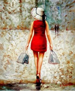 Picture of Modern Art - Shopping Queen c91620 50x60cm exquisites Ölbild