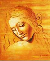 Εικόνα της Leonardo da Vinci - Frauenkopf c91625 50x60cm exzellentes Ölbild