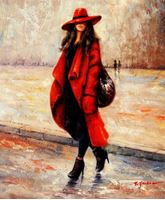 Afbeelding van Modern Art - Walking Lady III c91627 50x60cm exquisites Ölbild