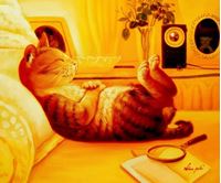 Εικόνα της Modern Art - The chilling cat c91638 50x60cm putziges Ölgemälde handgemalt