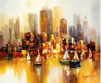 Εικόνα της Modern Art - Auf dem Hudson River New York City c91643 50x60cm Ölbild