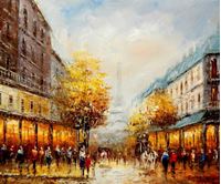 Εικόνα της Modern Art - Paris Spaziergang im Sommer c91646 50x60cm Ölbild handgemalt