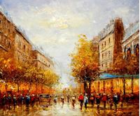Εικόνα της Modern Art - Paris Spaziergang im Sommer c91647 50x60cm Ölbild handgemalt