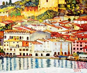 Afbeelding van Gustav Klimt - Malcesine am Gardasee c91650 50x60cm Ölbild handgemalt