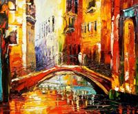 Εικόνα της Modern Art - Kanalansicht in Venedig c91662 50x60cm abstraktes Ölbild