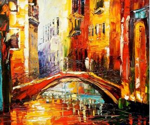 Picture of Modern Art - Kanalansicht in Venedig c91662 50x60cm abstraktes Ölbild