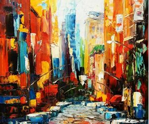 Εικόνα της Modern Art - The Streets of Brooklyn c91666 50x60cm exquisites Ölbild