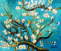 Afbeelding van Vincent van Gogh - Äste mit Mandelblüten c91674 50x60cm Ölbild handgemalt