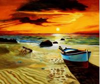 Εικόνα της Sonnenuntergang am Strand von Sylt c91677 50x60cm exzellentes Ölgemälde