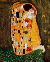 Immagine di Gustav Klimt - Der Kuss c91973 50x60cm Jugendstil Ölgemälde handgemalt