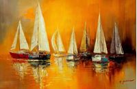 Εικόνα της Segelboote auf dem Gardasee d91680 60x90cm modernes Gemälde handgemalt
