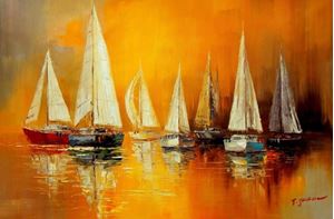 Image de Segelboote auf dem Gardasee d91680 60x90cm modernes Gemälde handgemalt