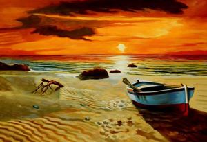 Immagine di Sonnenuntergang am Strand von Sylt d91687 60x90cm exzellentes Ölgemälde
