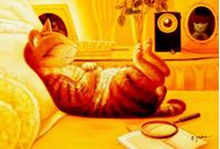 Εικόνα της Modern Art - The chilling cat d91689 60x90cm putziges Ölgemälde handgemalt
