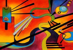 Immagine di Wassily Kandinsky - Freudsche Fehlleistung d91690 60x90cm abstraktes Ölgemälde