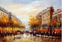 Εικόνα της Modern Art - Paris Spaziergang im Sommer d91692 60x90cm Ölbild handgemalt