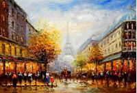 Εικόνα της Modern Art - Paris Spaziergang im Sommer d91693 60x90cm Ölbild handgemalt