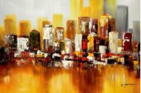 Obrazek Abstrakt New York Manhattan Skyline im Herbst d91703 60x90cm abstraktes Ölbild