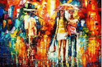 Εικόνα της Modern Art - Umbrella walk d91707 60x90cm modernes Ölgemälde