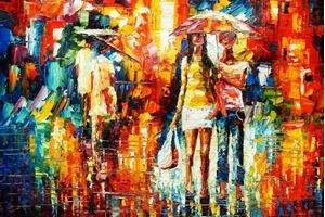 Εικόνα της Modern Art - Umbrella walk d91707 60x90cm modernes Ölgemälde