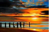 Εικόνα της Modern Art - Nordsee Sonnenuntergang d91719 60x90cm handgemaltes Ölbild