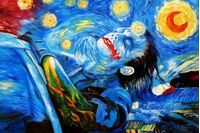 Εικόνα της Modern Art - Joker meets starry night d91721 60x90cm exquisites Ölbild