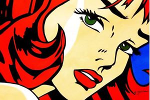 Picture of Homage to Roy Lichtenstein - Special Edition Mädchen ohne Haarband d91722 60x90cm handgemaltes Ölgemälde