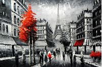 Εικόνα της Modern Art - Paris Spaziergang am Abend d91723 60x90cm Ölbild handgemalt